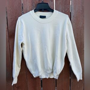Modern Citizen Ivory Knit Crew Neck Sweater Zip Up Side Size Small